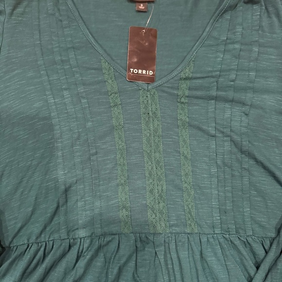 Torrid Deep Teal V-Neck Blouse - Picture 2 of 3